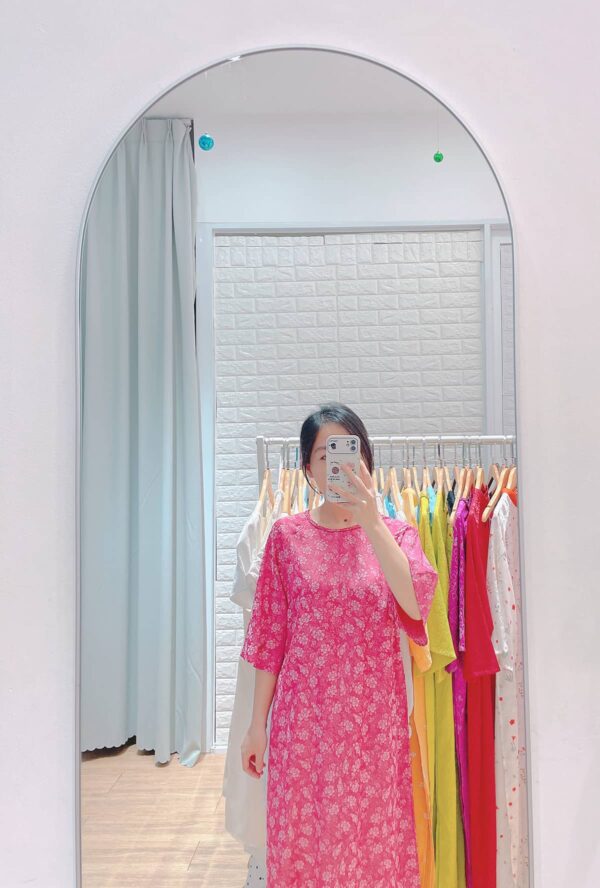 Áo dài cổ tròn thắt bím big size AD17