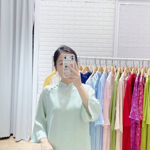 Áo dài xanh ngọc bích big size AD23