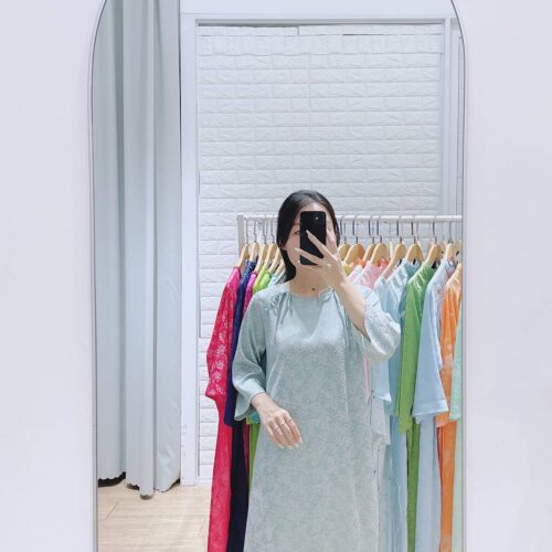 Áo dài cổ tròn nơ 2 bên AD30