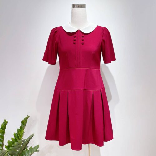 Đầm đỏ phối cổ trắng big size D108