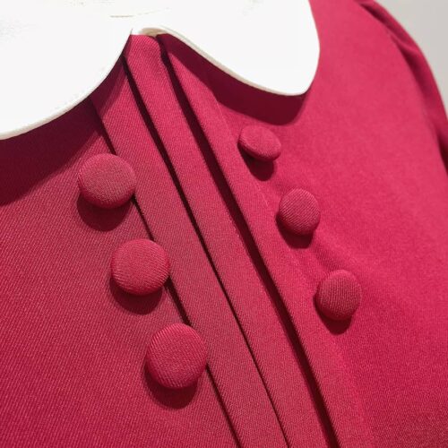 Alternative view of Đầm đỏ phối cổ trắng big size D108