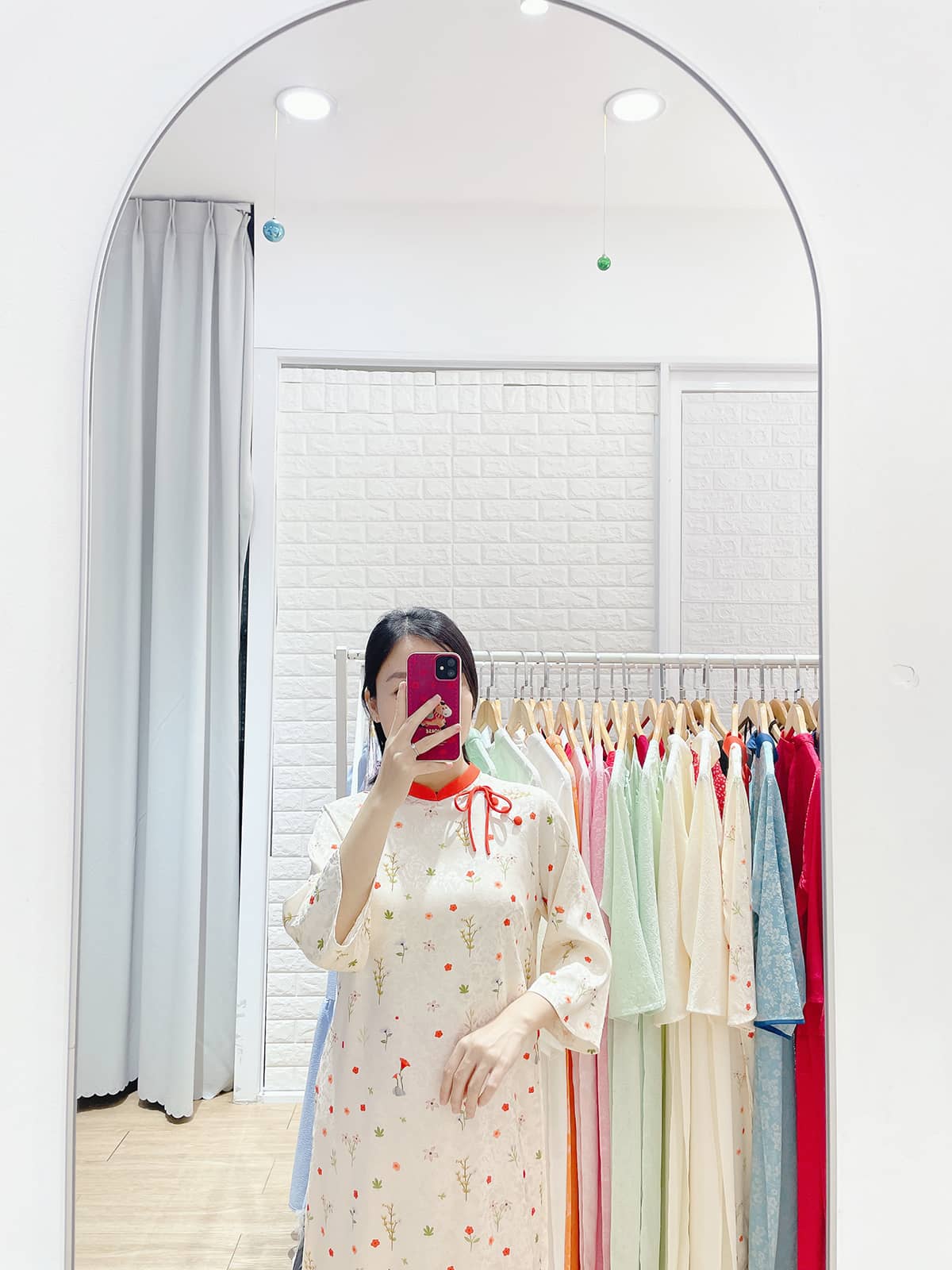 Áo dài big size phối cổ kèm nơ AD37