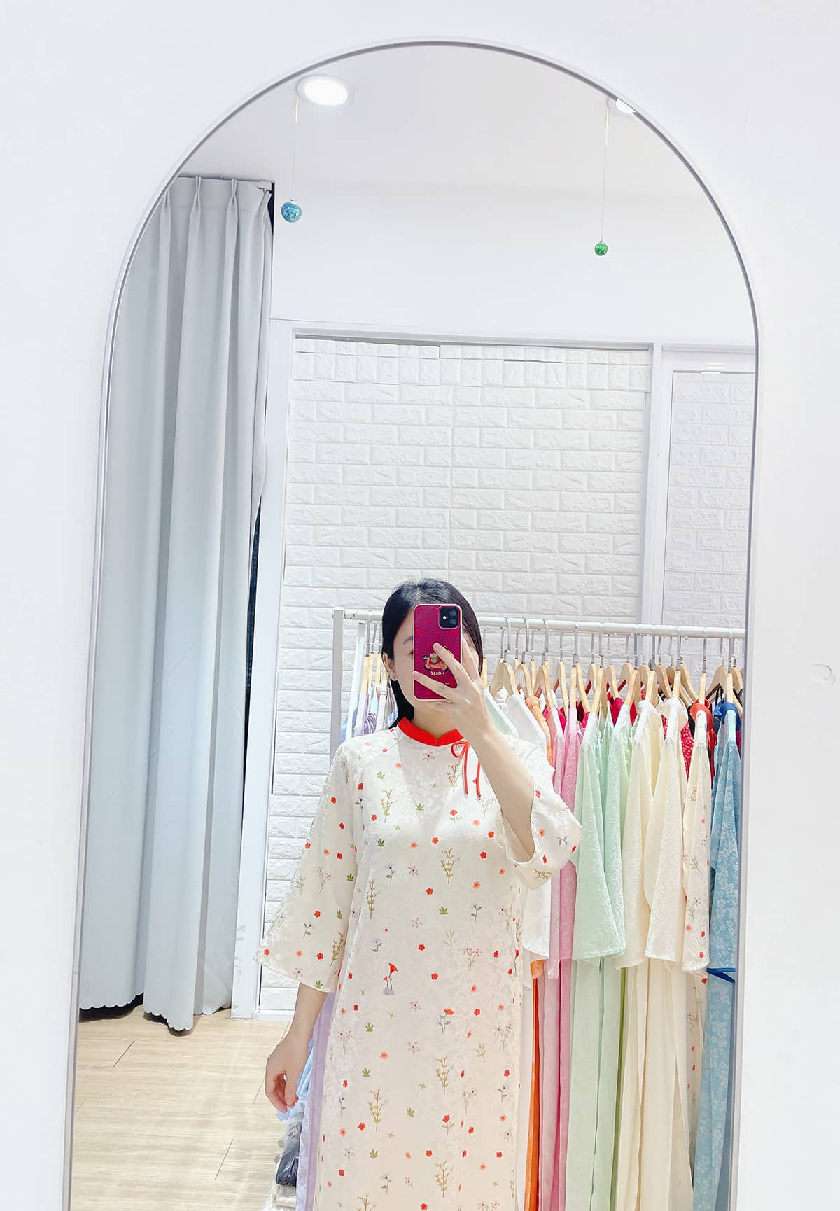 Áo dài big size phối cổ kèm nơ AD37 - Ảnh 3