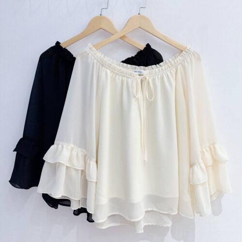 Áo chiffon trễ vai bèo tầng big size A82