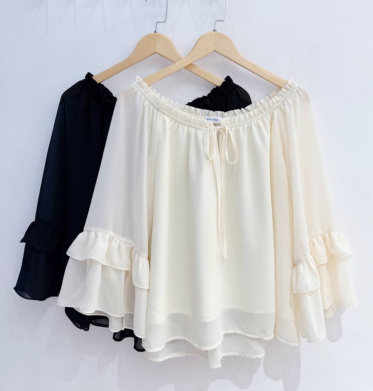 Áo chiffon trễ vai bèo tầng big size A82