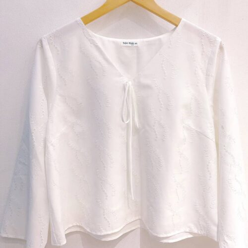 Áo kiểu cổ V thêu họa tiết big size A81