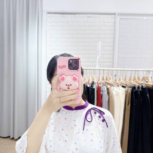 Áo dài big size phối cổ nút bọc màu tím AD42