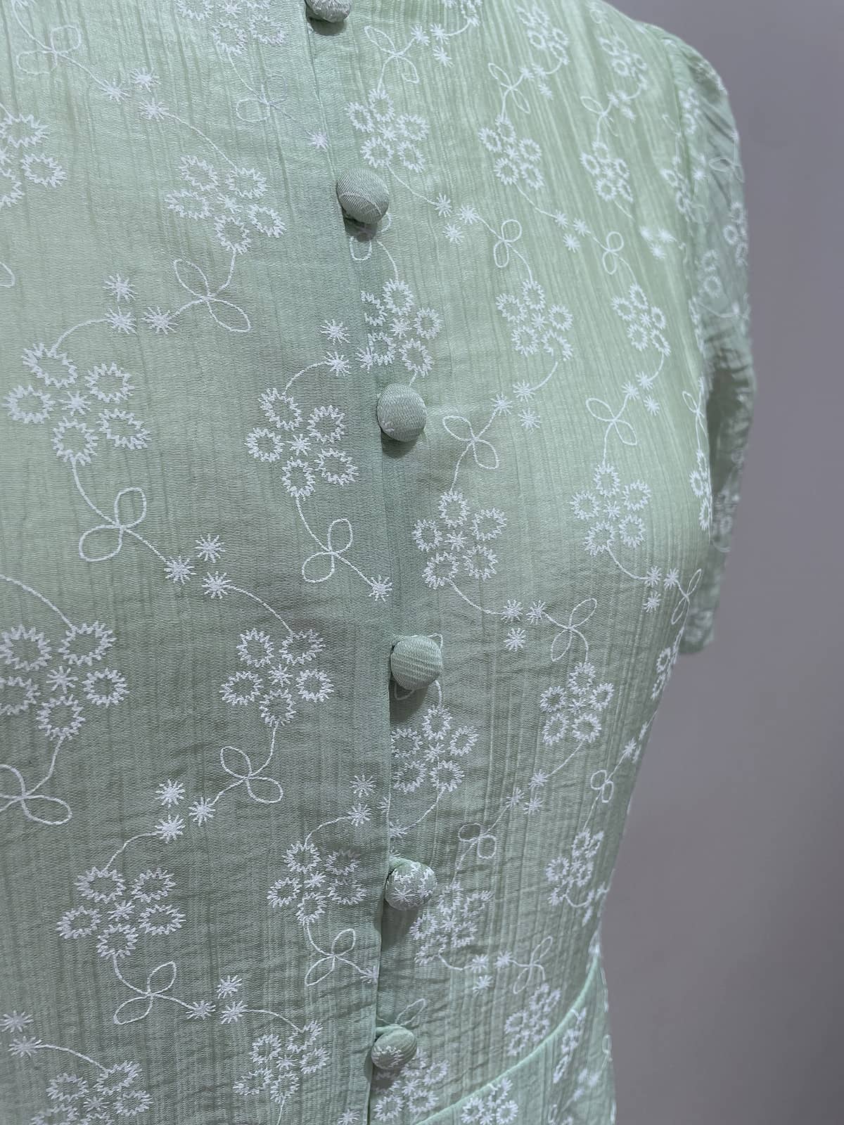 Đầm dáng dài xanh mint nút bọc big size D121 - Ảnh 2